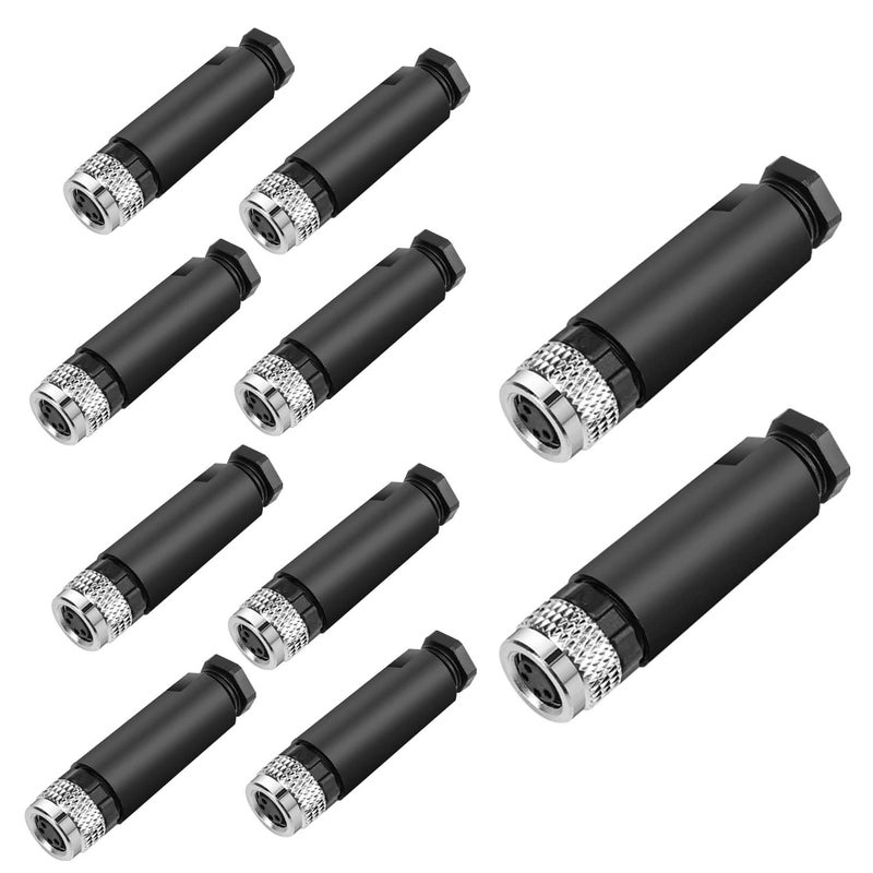 PklzNet 10Pcs M8 4-Pin Aviation Connector Female, Industrial A Coding Field Assembly Plug 8mm IP67 Waterproof for Circular Socket Panel Sensor - Image 1